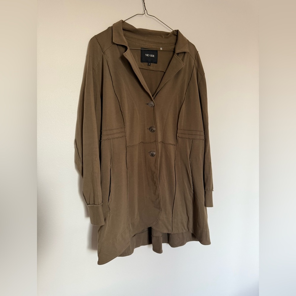 34. Nic + Zoe Deconstructed Olive Green Cardigan/Blazer